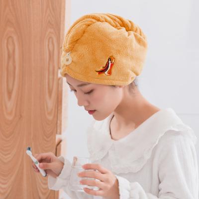 China Sustainable Hair Dryer Cap Coral Fleece Strong Absorbent Care Shower Dry Hair Towel Cap for sale