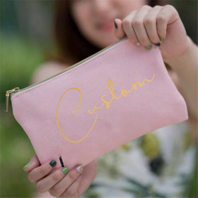 China Wholesale Canvas Custom Design Canvas Makeup Zipper Pouches Women Travel Cosmetic Bags for sale