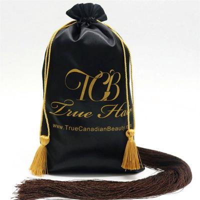 China Wholesale Custom Gift Logo Hair Extensions Packaging Satin Bags With Tassels for sale