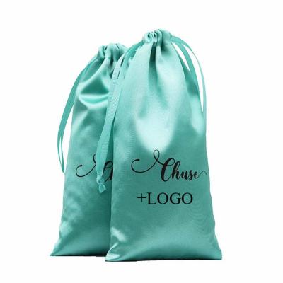 China Low MOQ Gift Printed Logo Hair Extension Satin Packaging Bags For Wig Bundles for sale