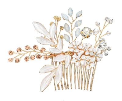 China HXC4217 Fashionable Shape Handmade Leaves Hair Comb Decorative Hair Comb Bridal Wedding Hair Accessories for sale