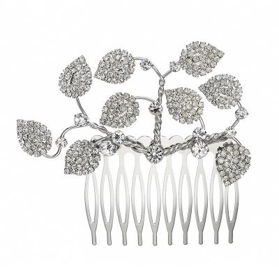 China HXC3325 Trendy Wholesale Leaf Hair Combs Rhinestones Bridal Hair To Comb Wedding Hair Accessories for sale