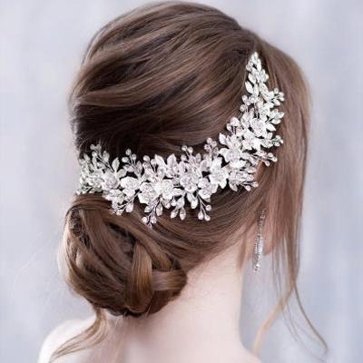 China MH1356 Trendy Fashion Flower and Leaves Headband Women Bridal Handmade Headband Wedding Hair Accessories for sale