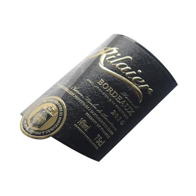 China China Metal Stickers Custom Printing Self Adhesive Embossed Red Wine Perfume Bottle Printed Aluminum Labels for sale