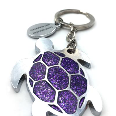 China China Wholesale Cheap Kids Tortoise Key Chain Animal Shape Customize Metal Purple Sequin Key Chain for sale