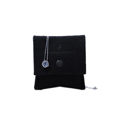 China Promotional Jewelry Custom Designs Black Felt Flap Envelope Jewelry Packaging Organizer Pouch Bag With Button for sale