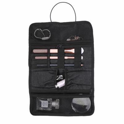 China Sustainable Custom Roll Up Cosmetic Jewelry Makeup Kit Tool Wall Hanging Bag Storage Organizer Bag for sale