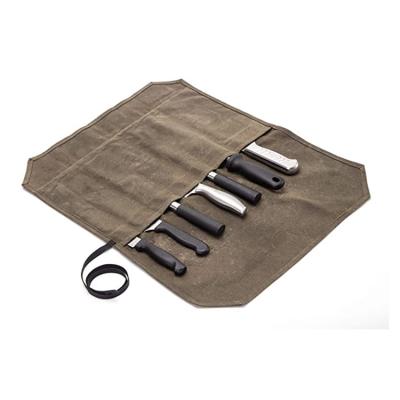 China Wholesale Folding Canvas Storage Christmas Fork Army Chefs Tool Knife Gray Waxed Roll Bag for sale