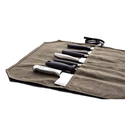 China Peeling Display Canvas Pocket Organizer Folding Fork Spoon Set Stainless Travel Knife Pocket for sale