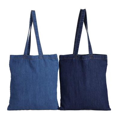 China Blank Denim Handled Large Original Custom Simple Cloth Shopping Laptop Shoulder Tote Bag for sale