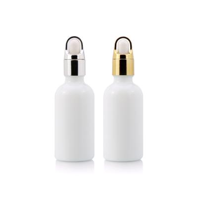 China Personal Care Custom Essential Oil Dropper Bottles Glass Serum White Ceramic Luxury Glass Cosmetic Bottle for sale