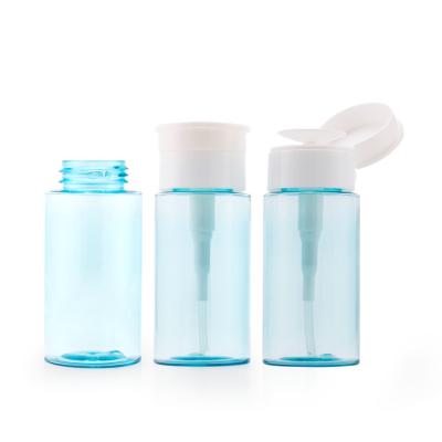 China Personal Care Blue Nail Art Polish Wash Remover Empty Pump Dispenser Plastic Bottle 100ml 130ml 150ml for sale