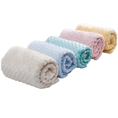 China Anti poly super soft embossed blanket fabric wholesale waterproof bubble stitch baby cuddle plush flannel minky blanket for baby for sale