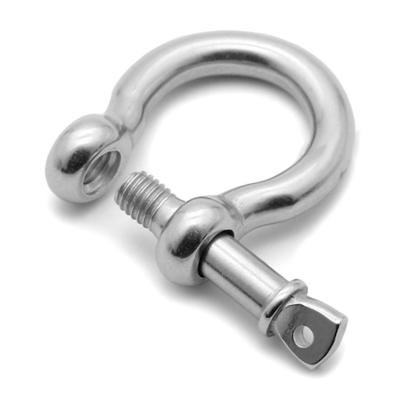 China Heavy Industry 316 Stainless Steel Eu Type Bow Shackle For Chains Wire Rope Lifting Outdoor Camping for sale