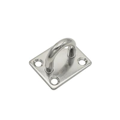 China Durable 1.6 x 2 inch 304 Stainless Steel Eye Plate U Hooks | Heavy Duty Eye Marine Grade Square Pad Eye Protective M8 Rig for sale