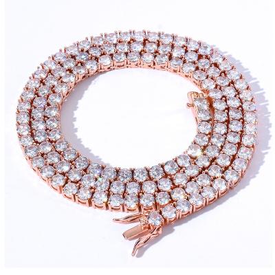 China Wholesale Fashion Lightweight Luxury Men's Hip Hop Tennis Chain 3mm 4mm Single Row Zircon Necklace 5mm for sale