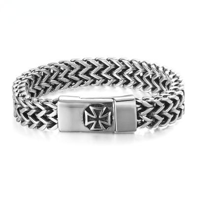 China Wholesale fashion European men's style punk simple and American cross bracelet titanium steel jewelry for sale