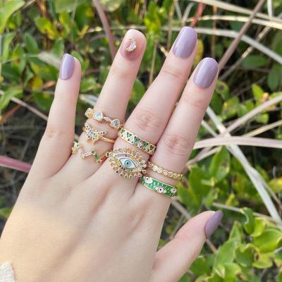 China Fashion European and American border jewelry zircon butterfly environmental friendly copper micro-encrusted female ring for sale