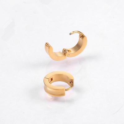 China FASHIONABLE shiny titanium groove steel buckle earrings European and American fashion women's accessories for sale