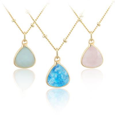 China Fashionable Wholesale Type Retro New Color Stainless Steel Water Drop Wild Natural Stone Pendant for sale