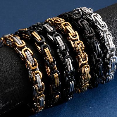 China Multi-Spec Stainless Steel Square Buckle Bracelet. Trendy Men's Dubai Chain Bracelet for sale