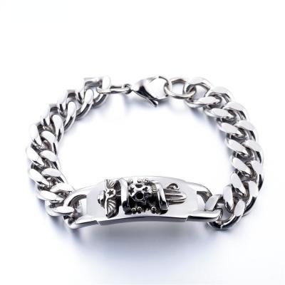 China European and American cross personality punk jewelry wholesale men's skull style titanium steel bracelet for sale