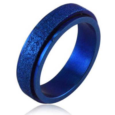 China Environmental friendly wholesale colorful titanium steel trend frosted fashion rotating ring for men and women for sale