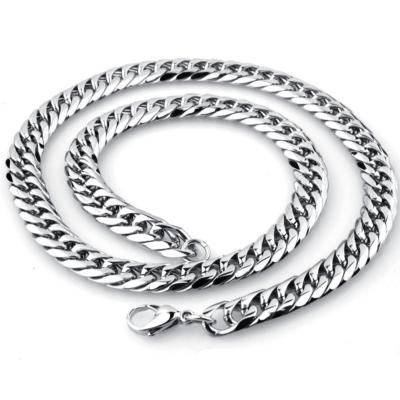 China Men's Multilayer Grinding Hexagons Fashion Metal Chain Simple Thick Double Cuban Buckle Chain Necklace for sale