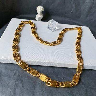 China Fashionable hip-hop exaggerated large thick chain decoration of European and American style simulation gold chain men's necklace for sale