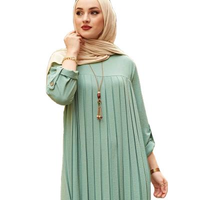 China 2022 Hot Sale Islamic Women Shirts Viable Solid Color Pleated Chiffon Blouses or Casual Islamic Shirts Shirt for sale