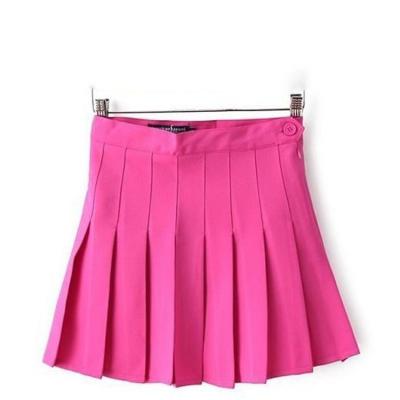 China Mini Skirt Casual Pleated Skirts Tennis Sports Girl Summer Skirt Zipper Waist Solid Color Chiffon Anti-Static Soft Top Midi Skirt Solid Pattern for sale