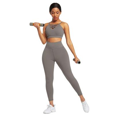 China 2022 New Fashion Breathable Sportswear Women Sports Tops And Pants Three Piece Set Gym Fitness Yoga Wear Set for sale