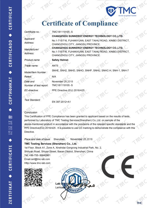 CE - Changzhou Sunnergy Energy Technology Co., Ltd.