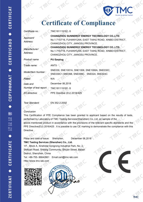 CE - Changzhou Sunnergy Energy Technology Co., Ltd.