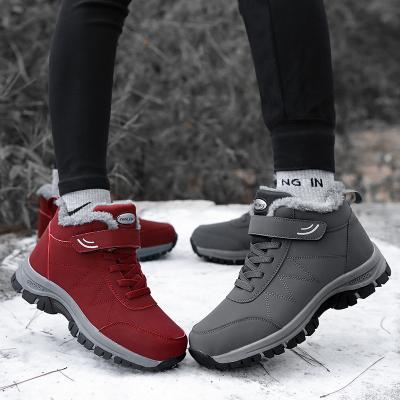 China 2023 Winter Women Men's Cushioning Boots Plush Leather Waterproof Sneakers Climbing Hunting Man Hiking Warm Outdoor Lace Up Unisex Shoe Boot for sale