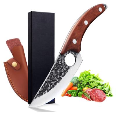 China Disposable Japanese Carbon Steel Meat Butcher Boning Knife Professional Chef Knife With Leather Sheath for sale