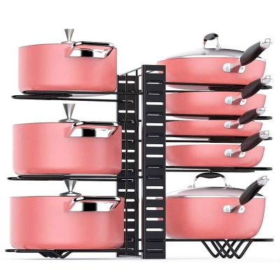 China 2019 Hot Sustainable Amazon Good Quality Stainless Steel Lengthen Style Expandable Adjustable Pot Holder, Kitchen Rack Organizer for sale