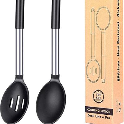 China Minimalist Yumming Kitchen Cooking Silicone Utensil Set OEM Customized Tools Packing Pcs Color Feature Plastic Kitchen Spoon for sale