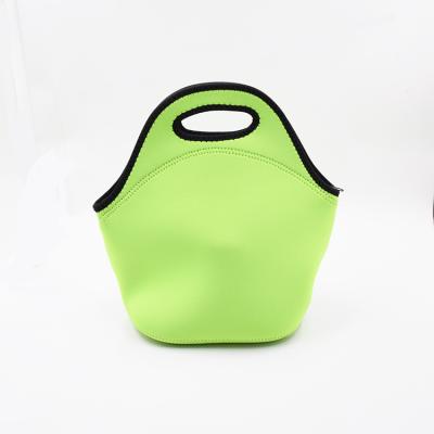 China Custom Portable Dropshipping Small Tote Green Durable Eco Neoprene Waterproof Backing Insulated Thermal Kids Lunch Bag for sale