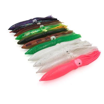 China Fishing 15g Seawater Seawater Sea Fishing Lure Wholesale Price 6in Red Soft Diving Lure Squid Trolling Lure Skirt Octopus Trolling Lure for sale