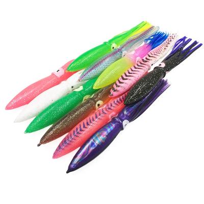 China Wholesale Soft Plastic Fishing Trolling Lure 9in Octopus Squid Skirt Bait Glow Trolling Line Saltwater Sea Fishing 30g for sale