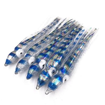 China Saltwater Sea Fishing Lure Lure Innovative Tuna Bite Octopus Fishing Lure 2021 Products 4.5in Squid Skirt Fishing Lure 3D Lure Eyes for sale