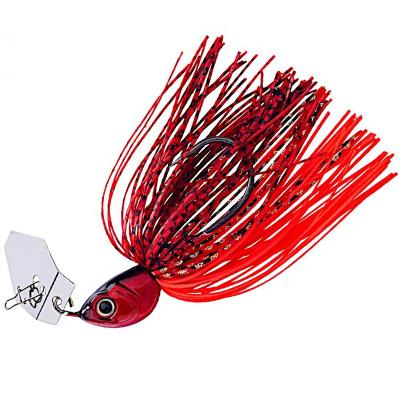 China Durable 7g, 10g, 14g Newcomers Copper Chatter Bait Blades Build Head 3D Eyes Single Hook With Skirt Artificial Fishing Lure for sale