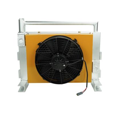 China Building material shops air-cooled flat-fin oil cooler engineering vehicle DC fan hydraulic oil air cooled heat exchanger for crane for sale