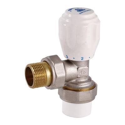 China Wholesale Factory JC-607 Angle Type General External Threaded White PPR Manual Temperature Control Valve For Floor Heating for sale