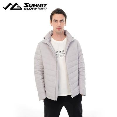 China Breathable Hooded Outdoor Style Keep Warm Down Jacket Mens Polyester Nylon Fabric for sale