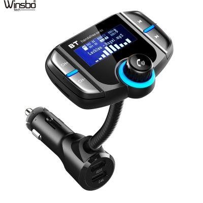 China FM Stereo Transmitter BT Hands Free Car Kit With Display QC3.0 2.4 Dual USB Ports Wireless Radio Adapter TF Card MP3 Player for sale