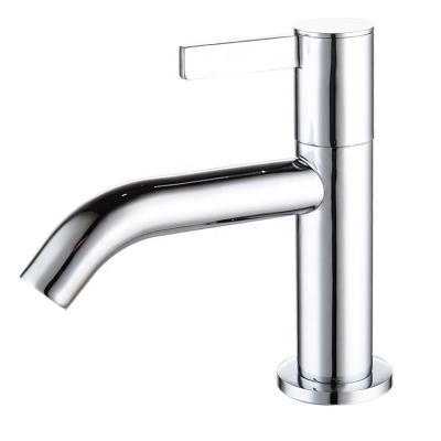 China Metered Faucets Singles To Handle High Level Brass Chrome Plating Bathroom Faucet Cold Water Basin Faucets for sale