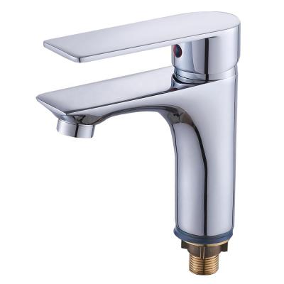 China Metered Faucets Height Level Plating Chrome Bathroom Cold Water Faucet 25mm Faucet Cartridge Solid Brass Basin Faucet for sale