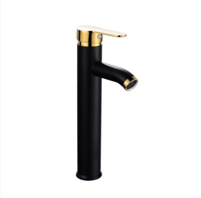 China Metered Faucets Wholesale Deck Like Cylinder Mounted Above Counter Black 304 Stainless Steel Bathroom Basin Faucet for sale